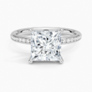 IGI Certified Lab Grown Diamond Engagement Ring Princess Brilliant Cut With Pavé Shank Ring