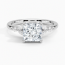 IGI Certified Lab Grown Diamond Engagement Ring Princess Brilliant With Marquise Accent Diamond Ring