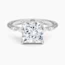 IGI Certified Lab Grown Diamond Engagement Ring Princess Brilliant With Kite Accent Diamond Ring