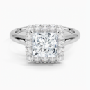 IGI Certified Lab Grown Diamond Engagement Ring Princess Brilliant Halo Ring