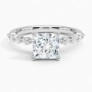 IGI Certified Lab Grown Diamond Engagement Ring Princess Brilliant Graduated Side Stone Ring