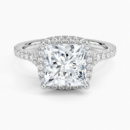 IGI Certified Lab Grown Diamond Engagement Ring Princess Brilliant Split Shank Halo Ring
