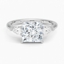 IGI Certified Lab Grown Diamond Engagement Ring Princess Brilliant Three Stone Ring With Pear Side Diamonds