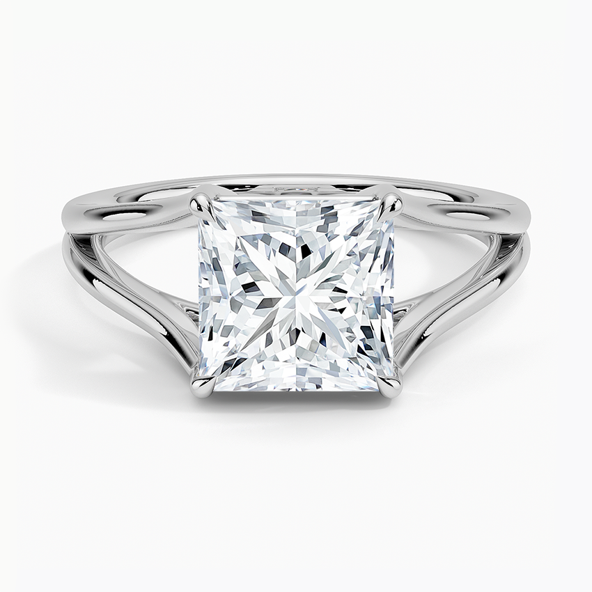 IGI Certified Lab Grown Diamond Engagement Ring Princess Brilliant Split Shank Solitaire Ring