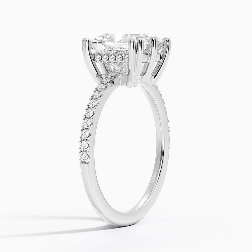 IGI Certified Lab Grown Diamond Engagement Ring Princess Brilliant Hidden Halo Pavé Ring With Scalloped Multi-Prong Basket - Image 2