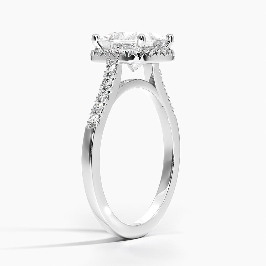 IGI Certified Lab Grown Diamond Engagement Ring Princess Brilliant Halo Ring With Cathedral Pavé Band - Image 2