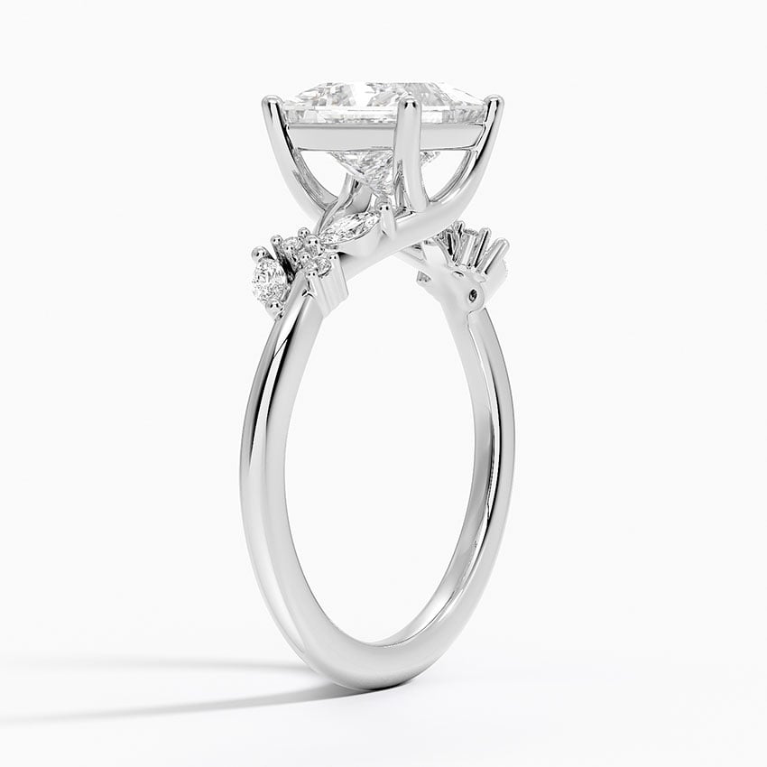 IGI Certified Lab Grown Diamond Engagement Ring Princess Brilliant Floral Cathedral Ring - Image 2