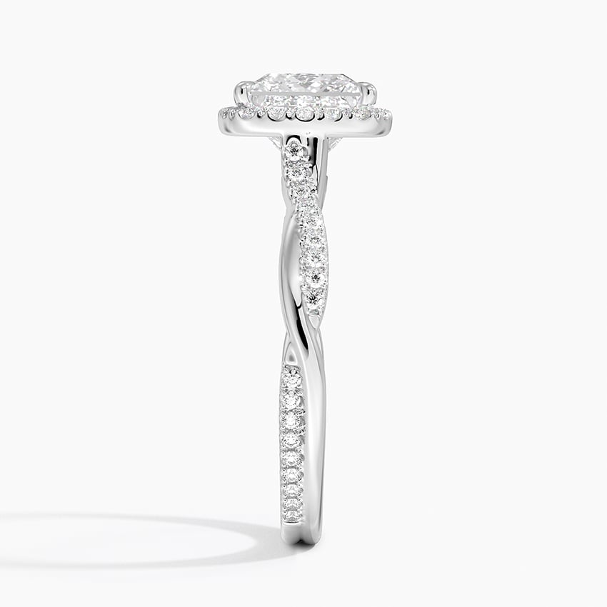 IGI Certified Lab Grown Diamond Engagement Ring Princess Brilliant Halo Ring With Twisted Pavé Shank - Image 3