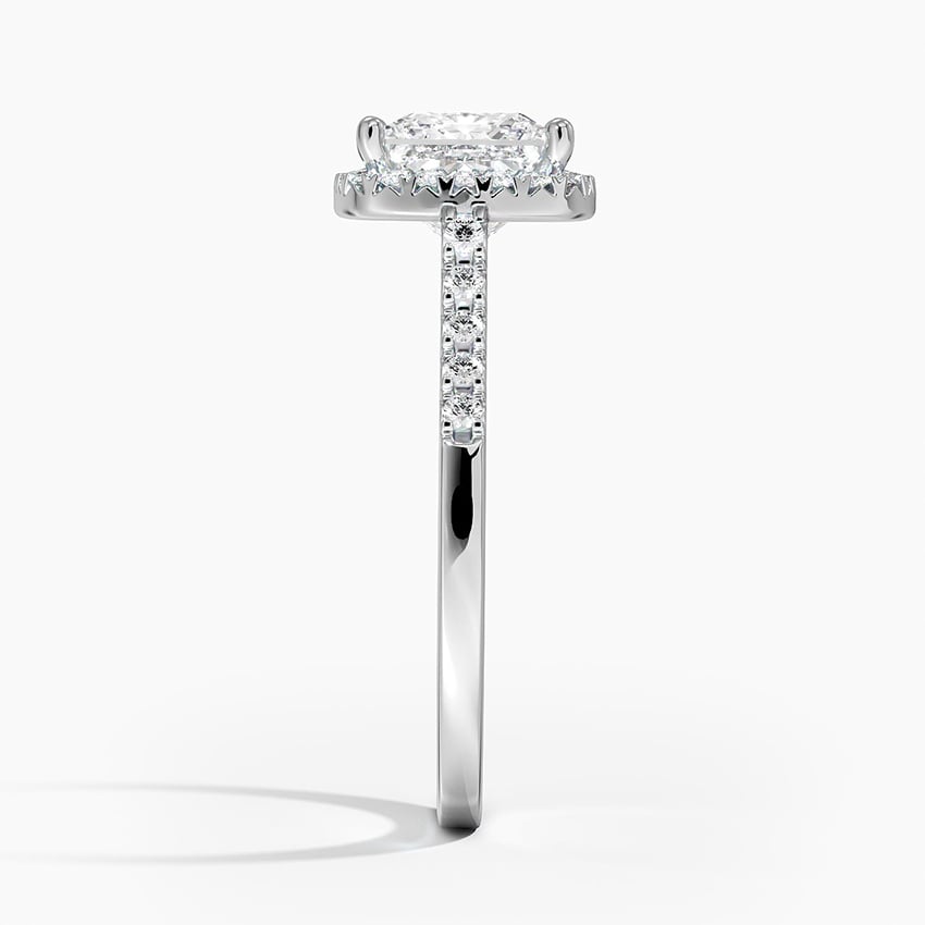 IGI Certified Lab Grown Diamond Engagement Ring Princess Brilliant Halo Ring With Cathedral Pavé Band - Image 3