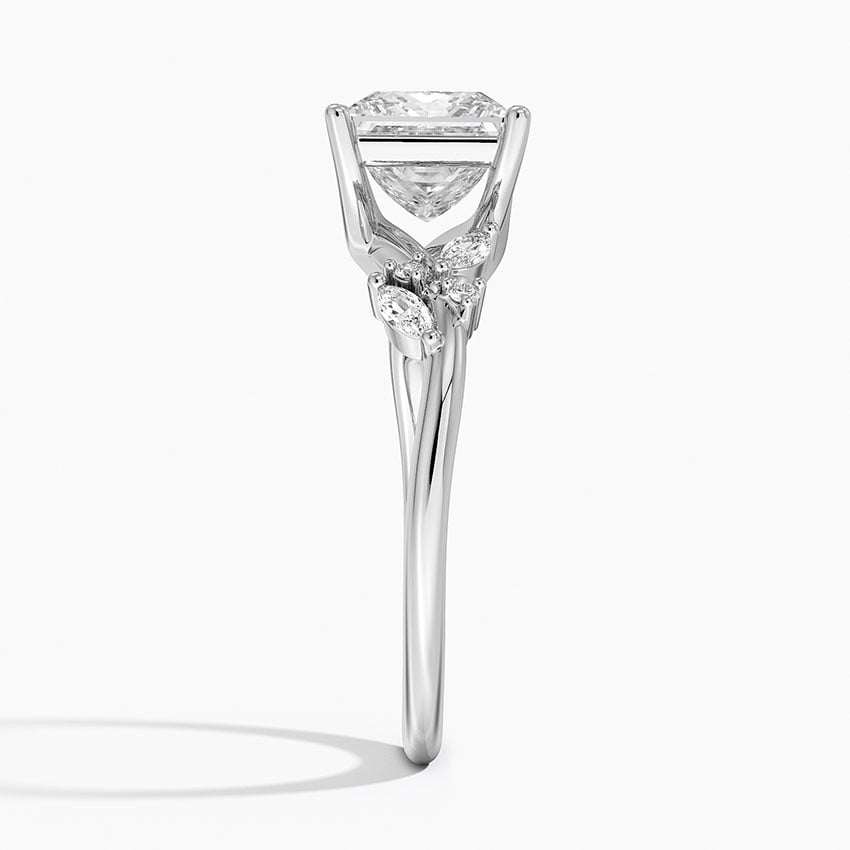 IGI Certified Lab Grown Diamond Engagement Ring Princess Brilliant Floral Cathedral Ring - Image 3