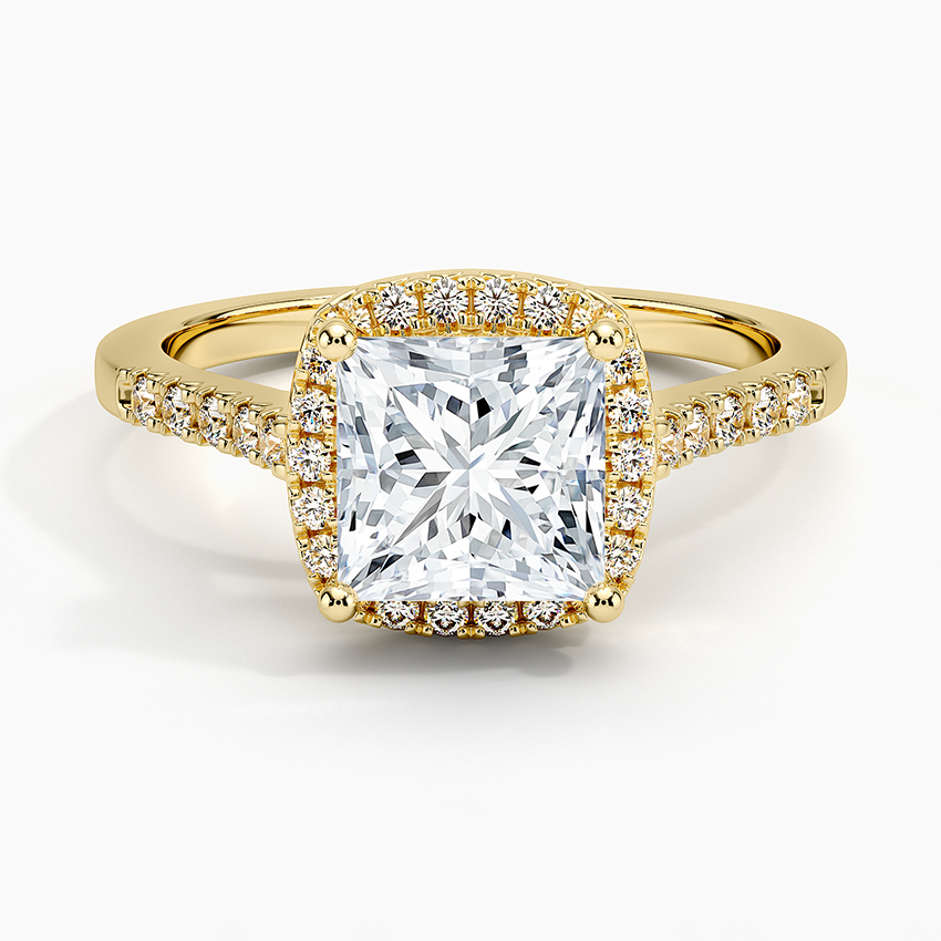 IGI Certified Lab Grown Diamond Engagement Ring Princess Brilliant Halo Ring With Cathedral Pavé Band - Image 4