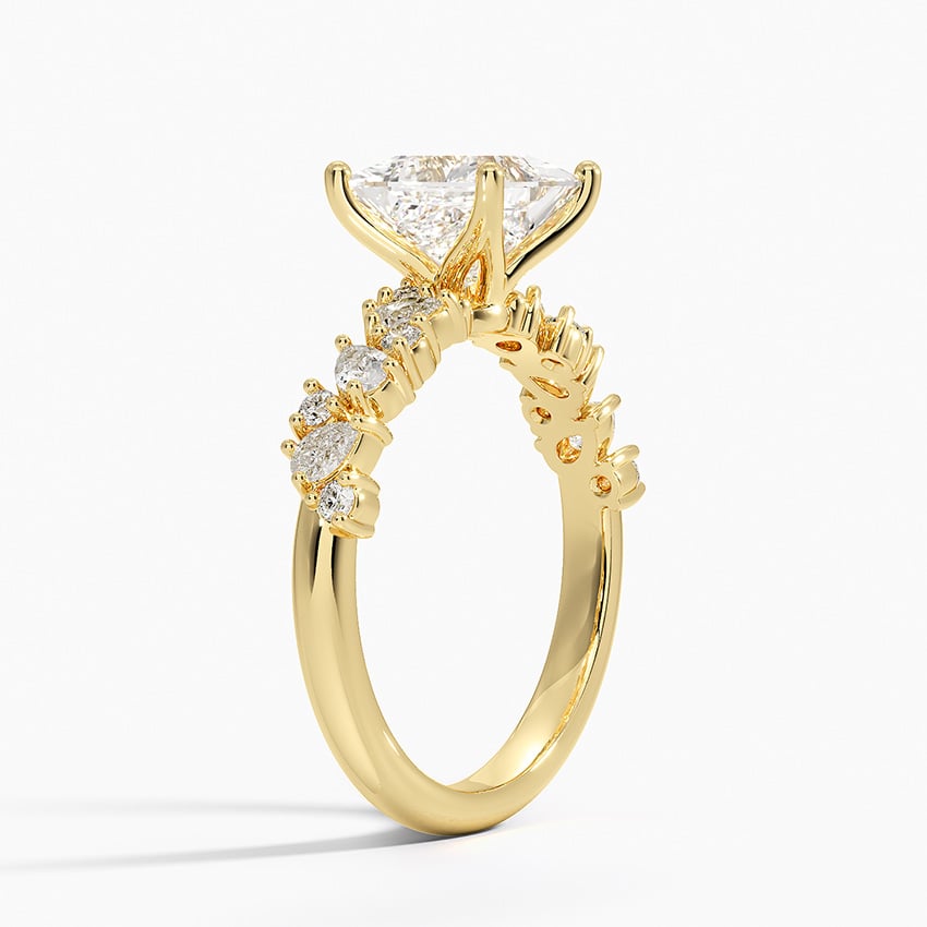 IGI Certified Lab Grown Diamond Engagement Ring Princess Brilliant Floral Side Stone Ring - Image 5