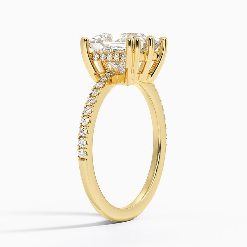 IGI Certified Lab Grown Diamond Engagement Ring Princess Brilliant Hidden Halo Pavé Ring With Scalloped Multi-Prong Basket - Image 5