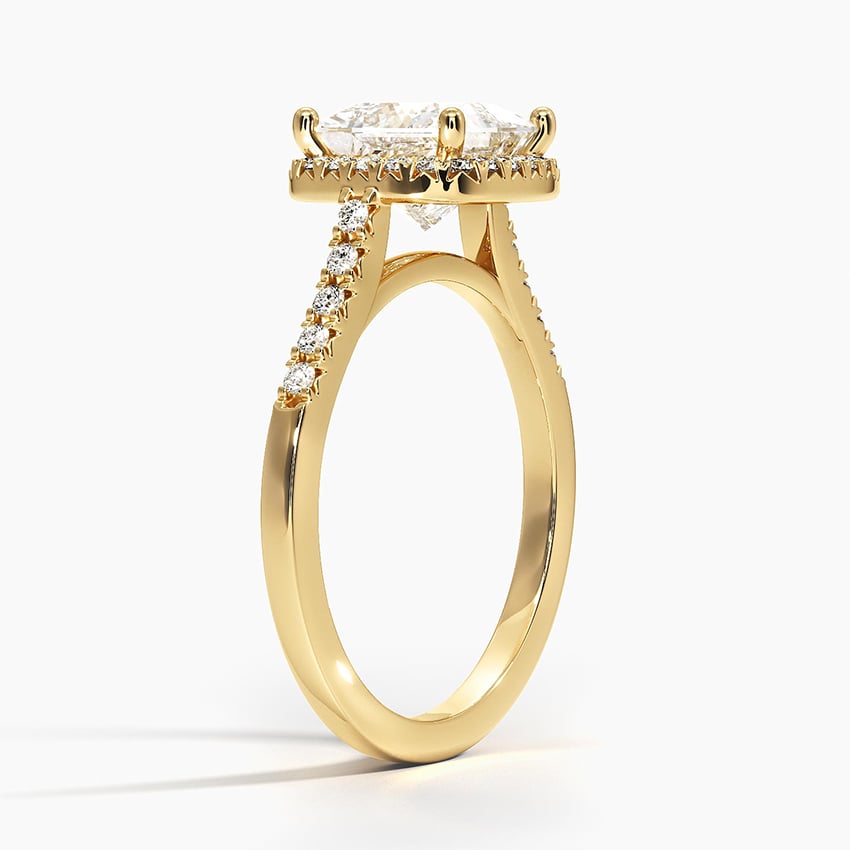 IGI Certified Lab Grown Diamond Engagement Ring Princess Brilliant Halo Ring With Cathedral Pavé Band - Image 5