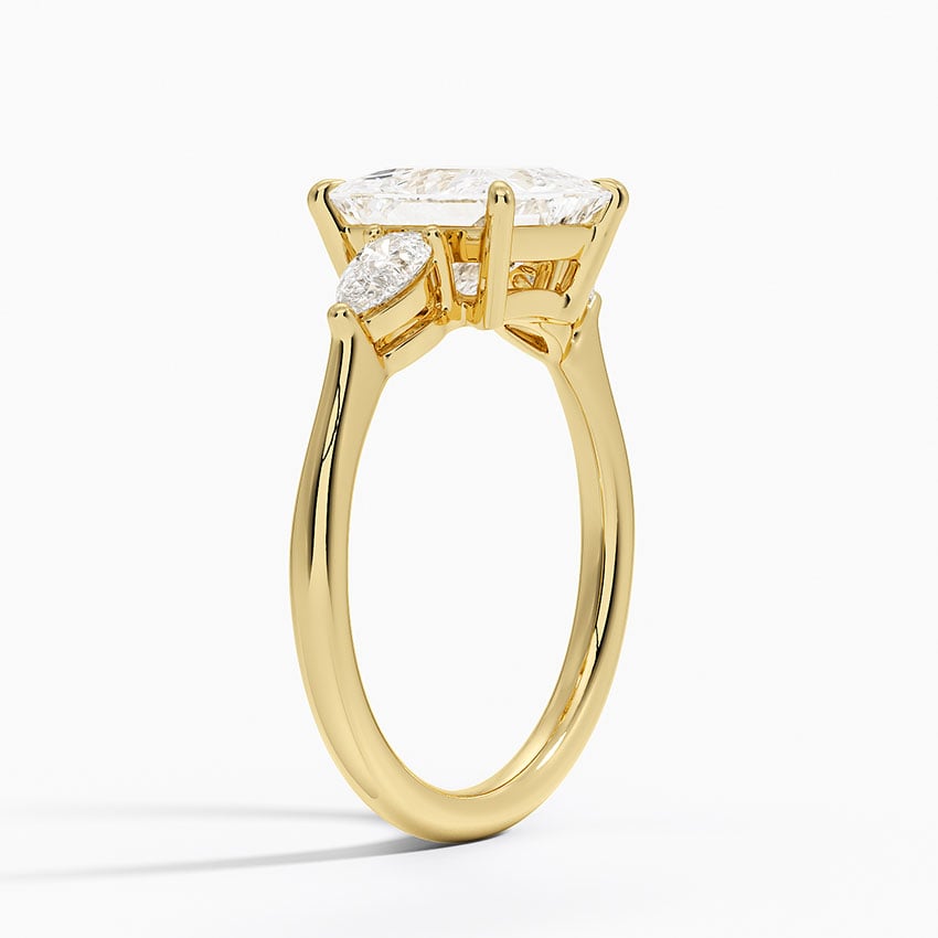 IGI Certified Lab Grown Diamond Engagement Ring Princess Brilliant Three Stone Ring With Pear Side Diamonds - Image 5