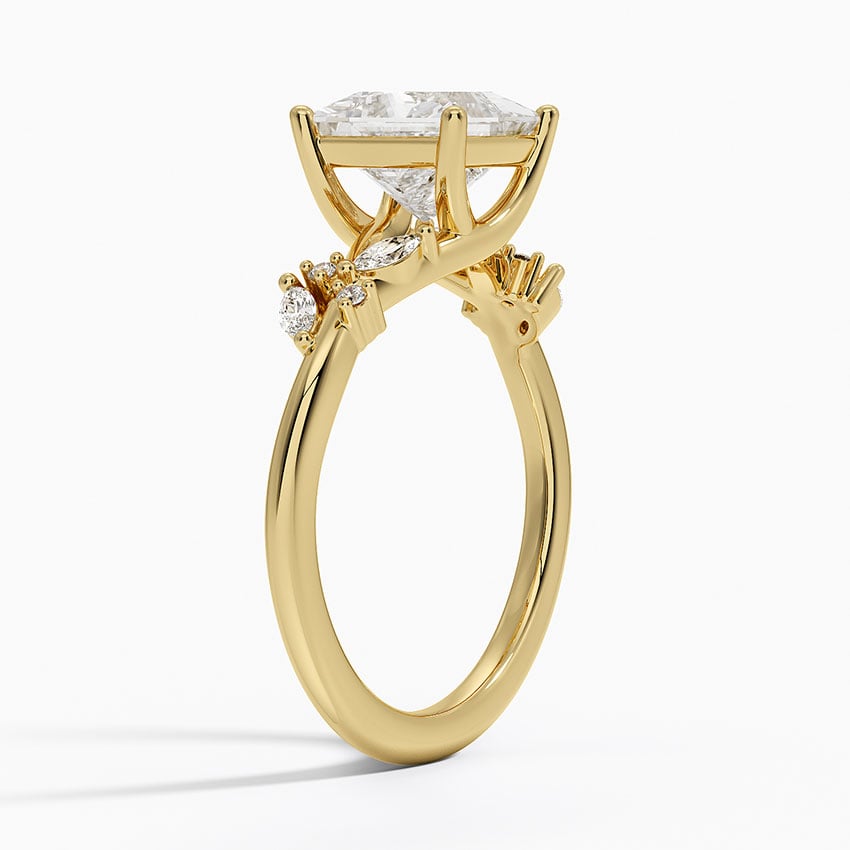 IGI Certified Lab Grown Diamond Engagement Ring Princess Brilliant Floral Cathedral Ring - Image 5