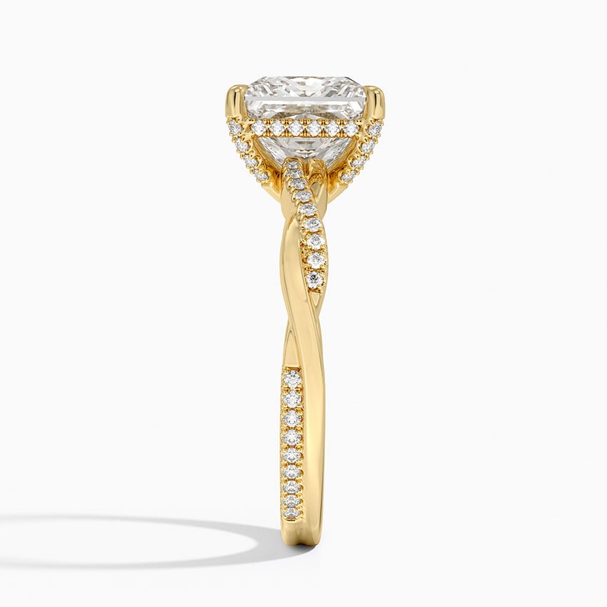 IGI Certified Lab Grown Diamond Engagement Ring Princess Brilliant Hidden Halo Ring With Twisted Pavé Shank - Image 6