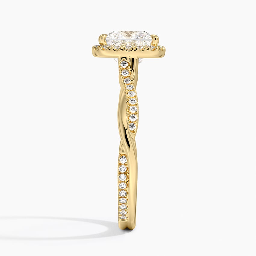 IGI Certified Lab Grown Diamond Engagement Ring Princess Brilliant Halo Ring With Twisted Pavé Shank - Image 6