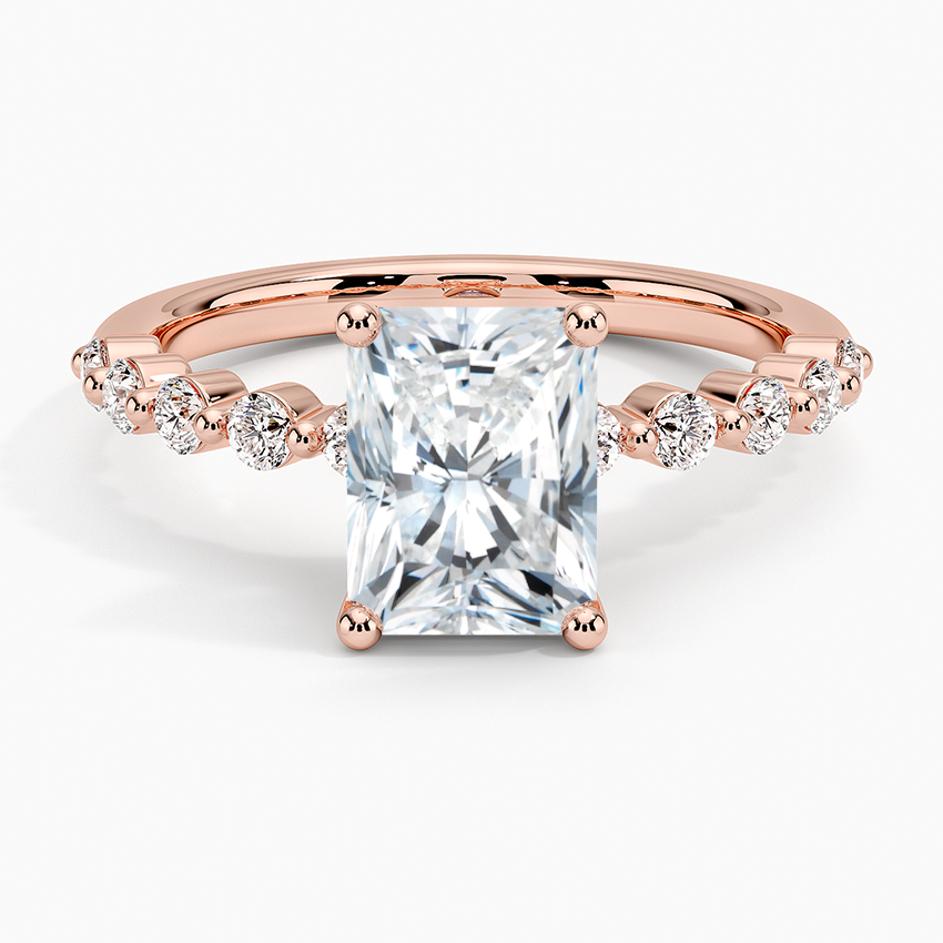 IGI Certified Lab Grown Diamond Engagement Ring Radiant Brilliant Graduated Side Stone Ring - Image 7