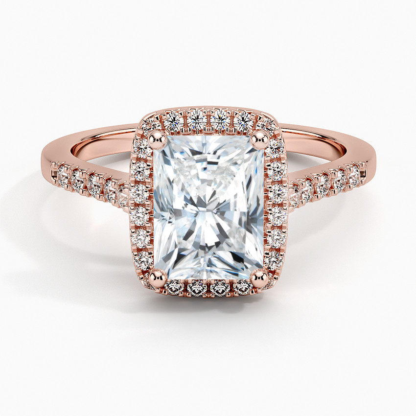 IGI Certified Lab Grown Diamond Engagement Ring Radiant Brilliant Halo Ring With Cathedral Pavé Band - Image 7
