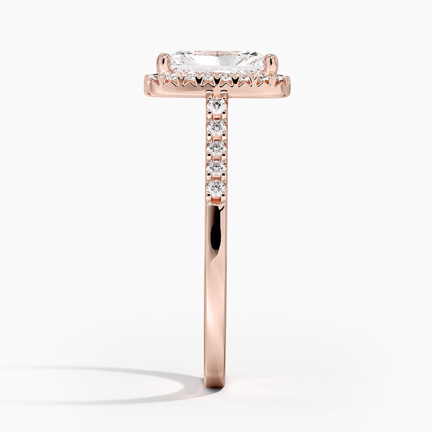 IGI Certified Lab Grown Diamond Engagement Ring Radiant Brilliant Halo Ring With Cathedral Pavé Band - Image 9