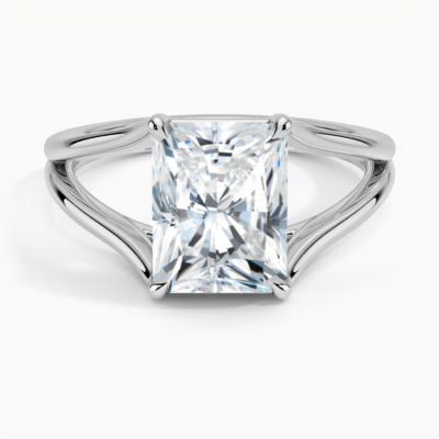 IGI Certified Lab Grown Diamond Engagement Ring Radiant Brilliant Split Shank Solitaire Ring