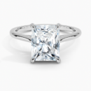 IGI Certified Lab Grown Diamond Engagement Ring Radiant Brilliant Hidden Halo Cathedral Ring with Pavé Prongs