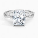 IGI Certified Lab Grown Diamond Engagement Ring Radiant Brilliant With Marquise Accent Diamond and Double Pavé Twist Shank Ring