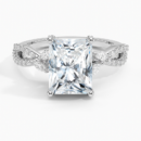 IGI Certified Lab Grown Diamond Engagement Ring Radiant Brilliant With Marquise Accent Diamond and Pavé Twist Shank Ring