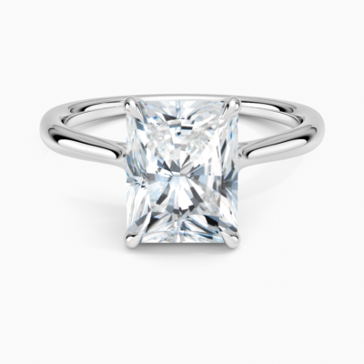 IGI Certified Lab Grown Diamond Engagement Ring Radiant Brilliant Twisted Solitaire Ring