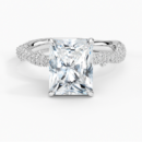 IGI Certified Lab Grown Diamond Engagement Ring Radiant Brilliant Floral Basket Hidden Halo Ring