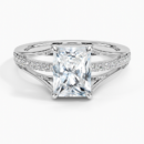 IGI Certified Lab Grown Diamond Engagement Ring Radiant Brilliant Split Shank Pavé Ring
