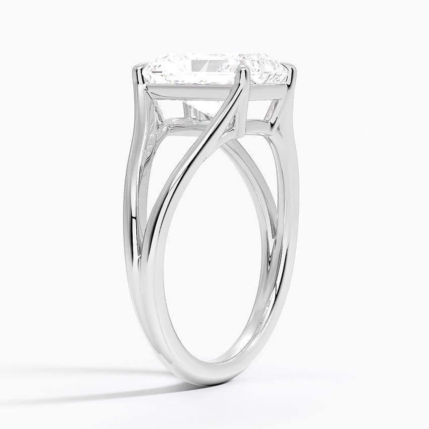 IGI Certified Lab Grown Diamond Engagement Ring Radiant Brilliant Split Shank Solitaire Ring - Image 2