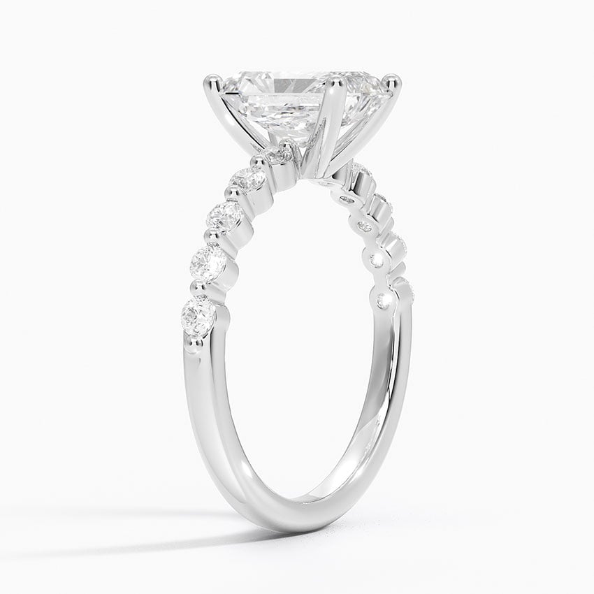 IGI Certified Lab Grown Diamond Engagement Ring Radiant Brilliant Graduated Side Stone Ring - Image 2