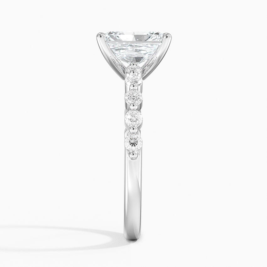 IGI Certified Lab Grown Diamond Engagement Ring Radiant Brilliant Graduated Side Stone Ring - Image 3