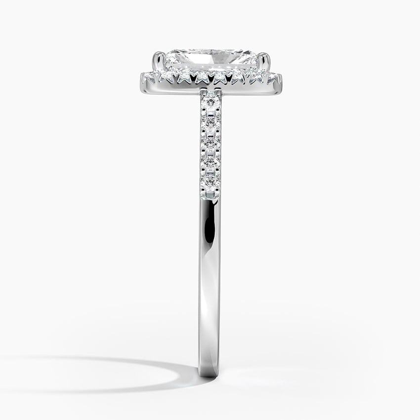 IGI Certified Lab Grown Diamond Engagement Ring Radiant Brilliant Halo Ring With Cathedral Pavé Band - Image 3