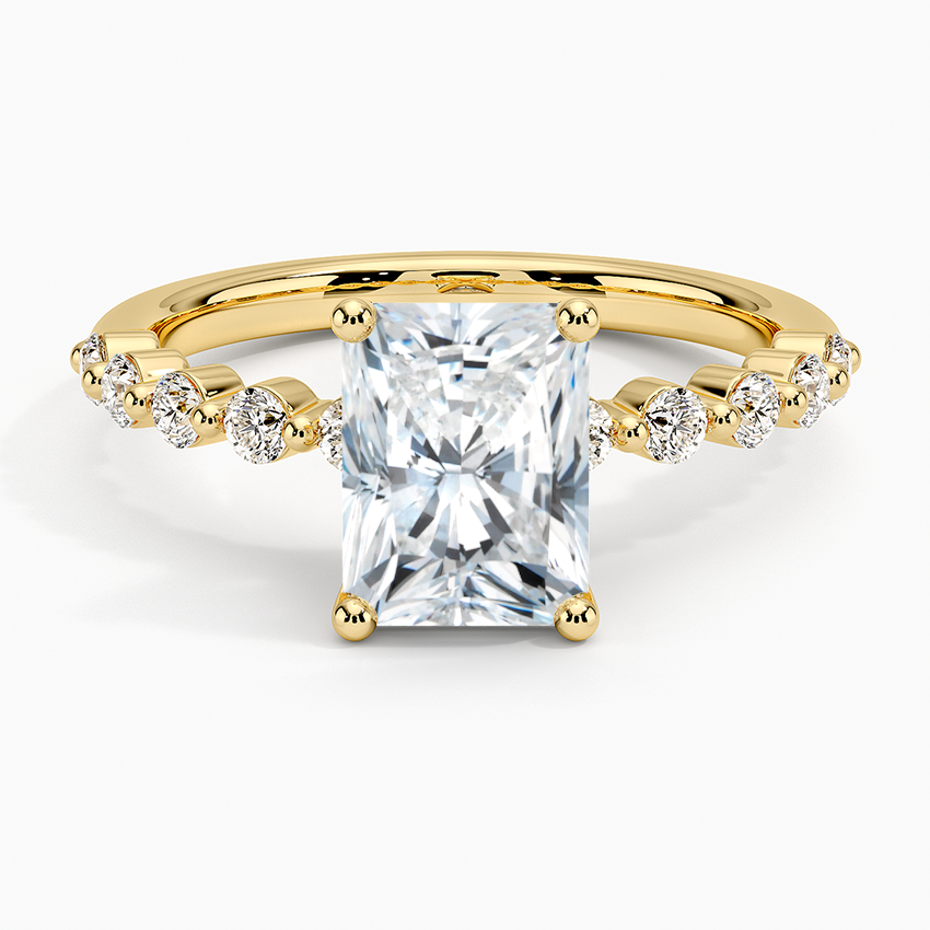 IGI Certified Lab Grown Diamond Engagement Ring Radiant Brilliant Graduated Side Stone Ring - Image 4