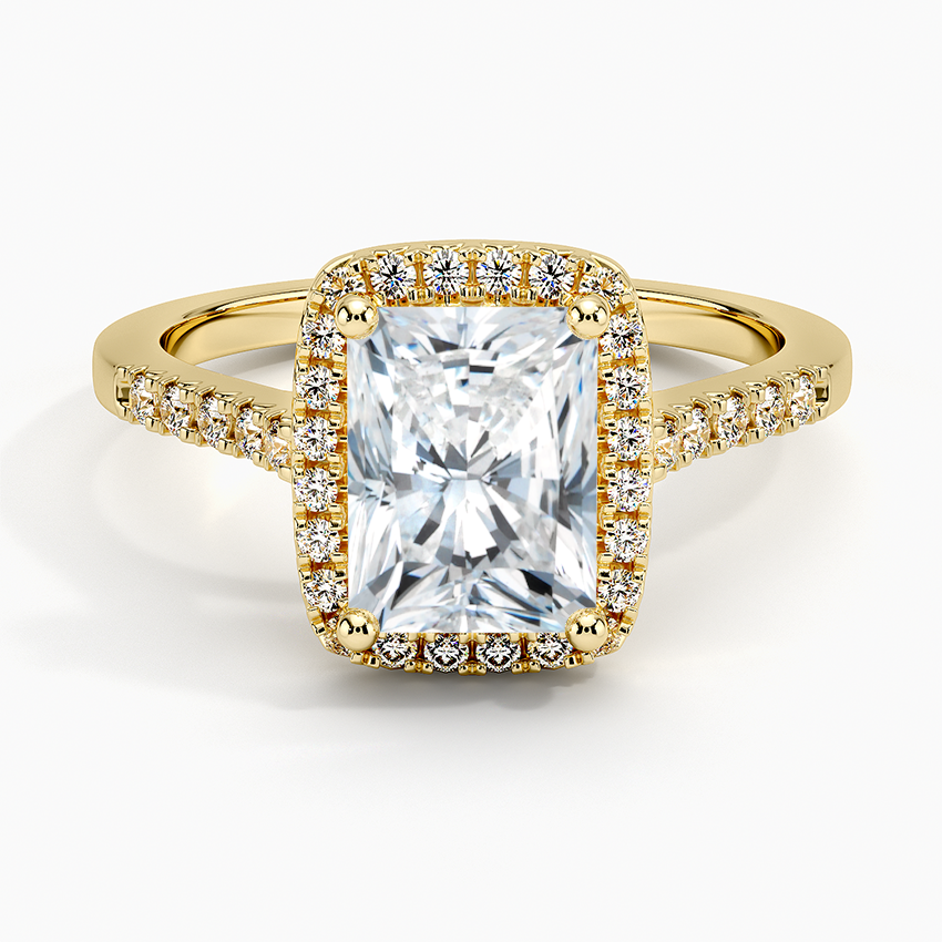 IGI Certified Lab Grown Diamond Engagement Ring Radiant Brilliant Halo Ring With Cathedral Pavé Band - Image 4