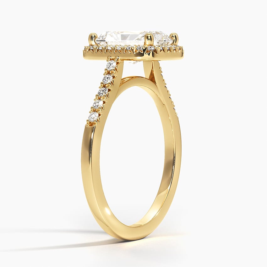 IGI Certified Lab Grown Diamond Engagement Ring Radiant Brilliant Halo Ring With Cathedral Pavé Band - Image 5
