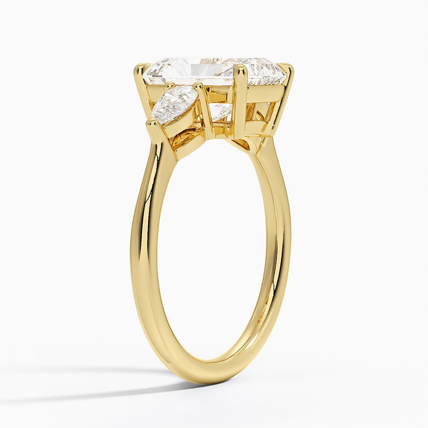 IGI Certified Lab Grown Diamond Engagement Ring Radiant Brilliant Three Stone Ring With Pear Side Diamonds - Image 5