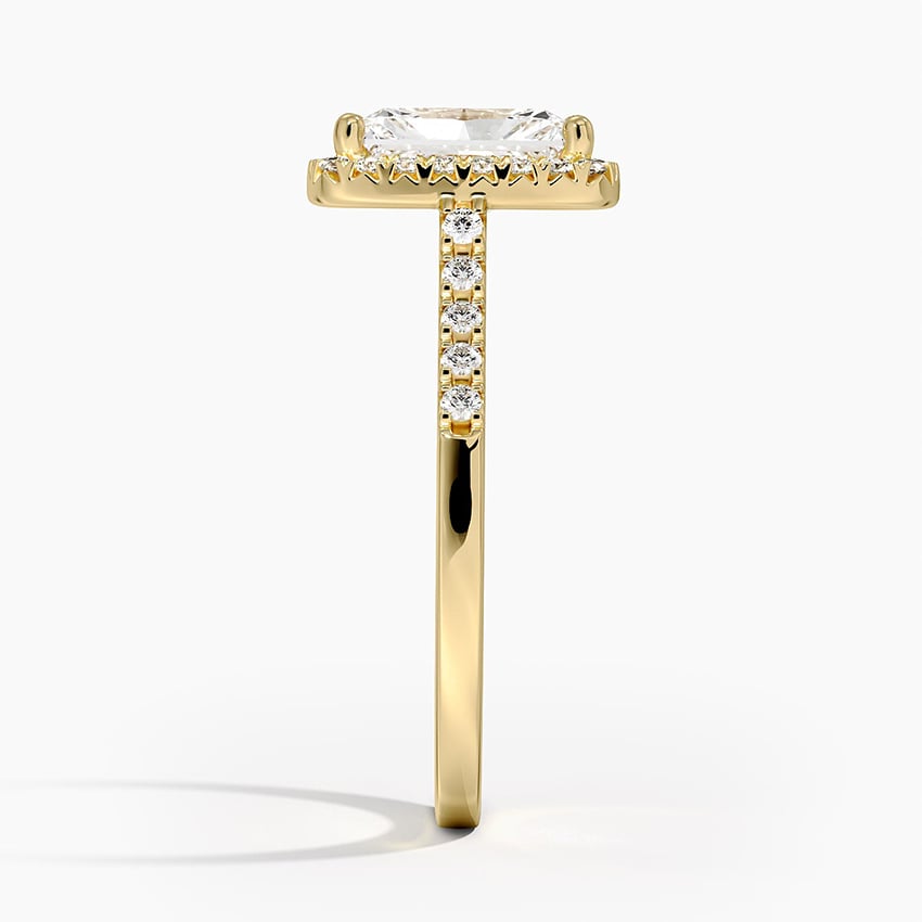 IGI Certified Lab Grown Diamond Engagement Ring Radiant Brilliant Halo Ring With Cathedral Pavé Band - Image 6