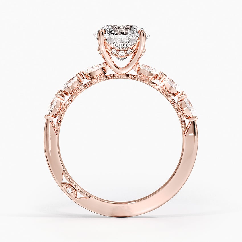 IGI Certified Lab Grown Diamond Engagement Ring Round Brilliant Hidden Halo Vintage Ring With Pear Side Stones - Image 9