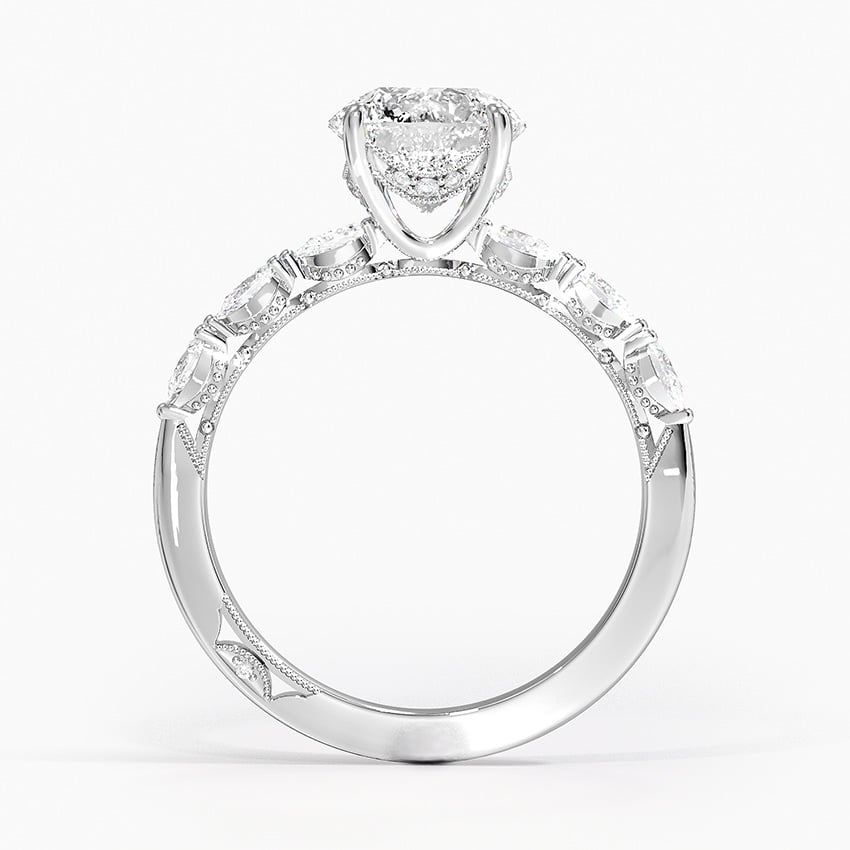 IGI Certified Lab Grown Diamond Engagement Ring Round Brilliant Hidden Halo Vintage Ring With Pear Side Stones - Image 3