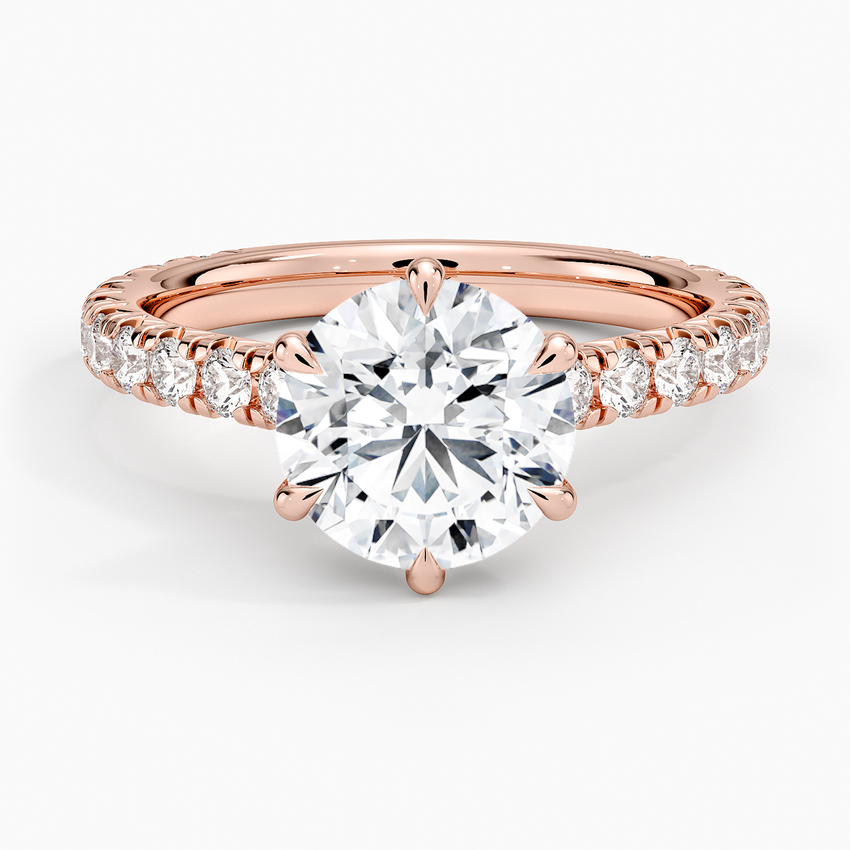 IGI Certified Lab Grown Diamond Engagement Ring Round Brilliant Cut Pavé Cathedral Ring - Image 7