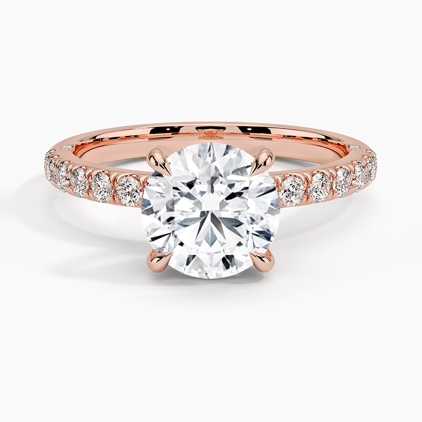 IGI Certified Lab Grown Diamond Engagement Ring Round Brilliant Hidden Halo Pavé Ring - Image 7