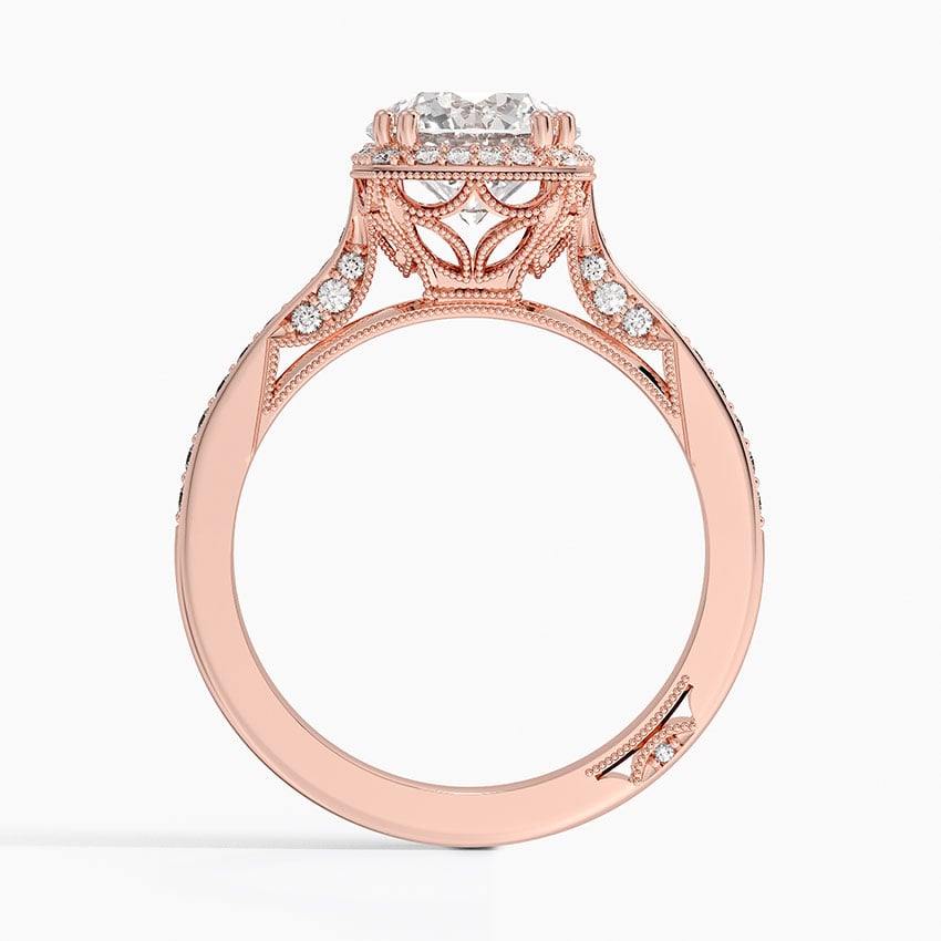 IGI Certified Lab Grown Diamond Engagement Ring Round Brilliant Halo Split Shank Pavé Ring - Image 9