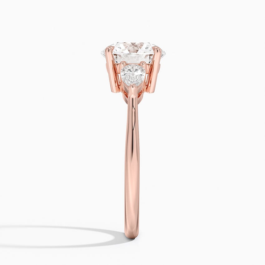 IGI Certified Lab Grown Diamond Engagement Ring Round Brilliant Three Stone Ring With Pear Side Diamonds - Image 9