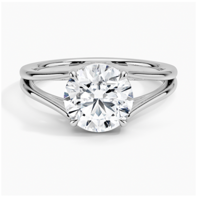 IGI Certified Lab Grown Diamond Engagement Ring Round Brilliant Split Shank Solitaire Ring