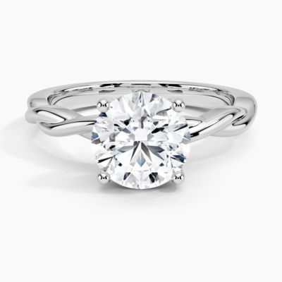 IGI Certified Lab Grown Diamond Engagement Ring Round Brilliant Hidden Halo Twisted Shank Solitaire Ring
