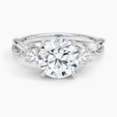 IGI Certified Lab Grown Diamond Engagement Ring Round Brilliant Three Stone Twist Shank Ring With Marquise Accent Diamond